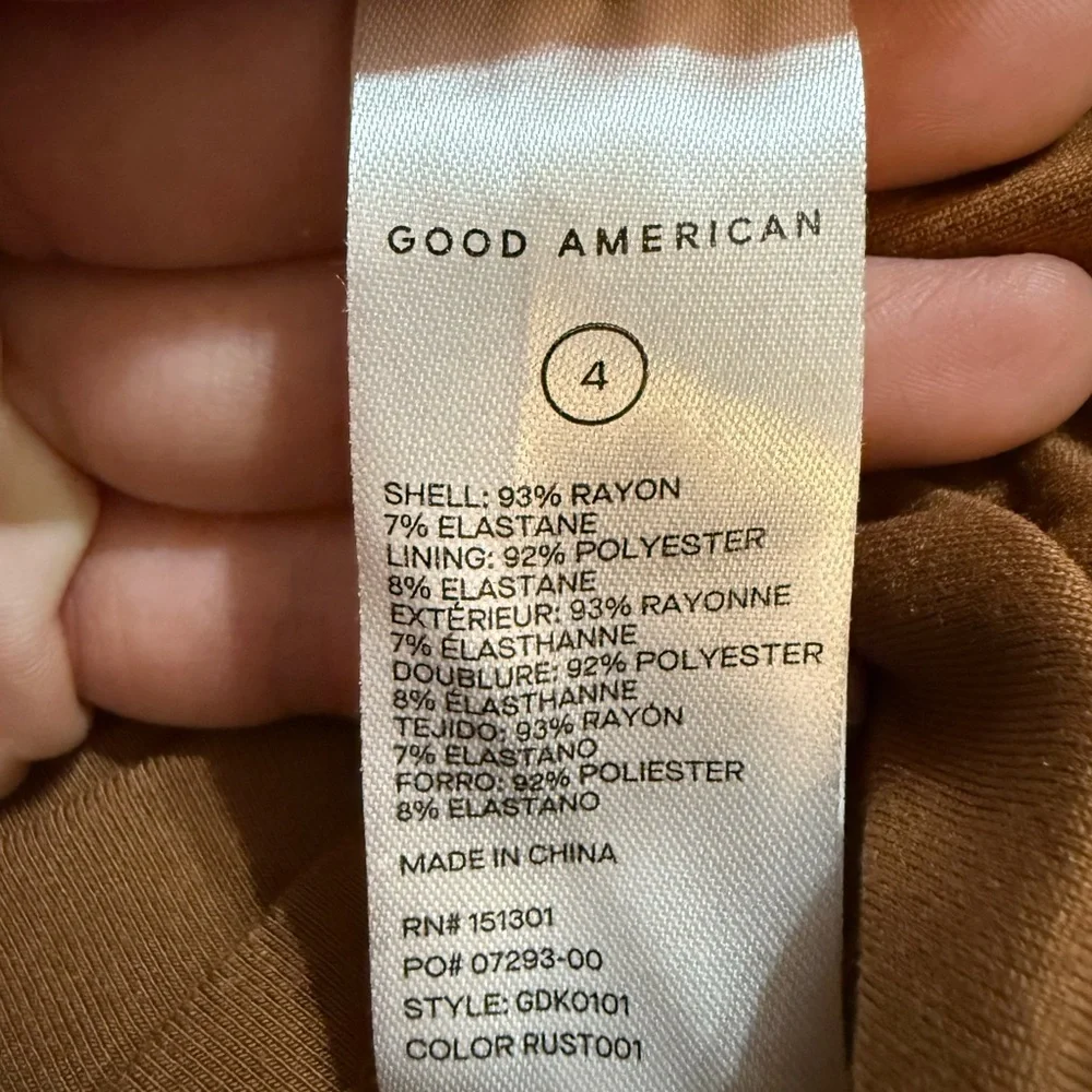 Good American 90s Tank Dress Sz 4 Rust‎ Midi Lined Curve-hugging